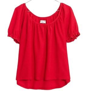 Madewell texture and thread, red peasant, top size small